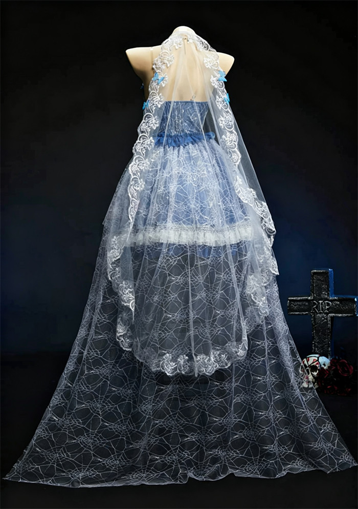 Bbunny Derivative Emily Zombie Bride Halloween Costume Blue Gothic Dress