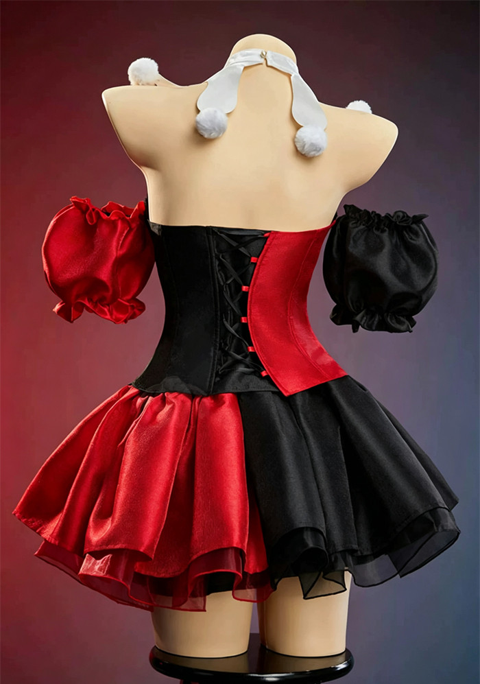 Bbunny Black Red Circus Clown Joker Halloween Costume Gothic Dress