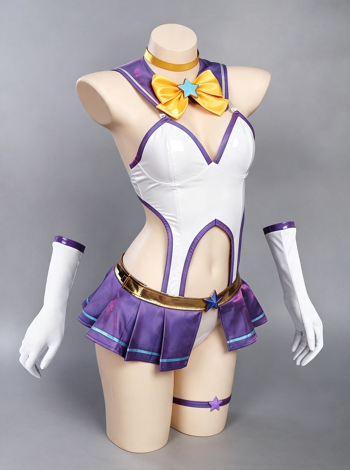 Magic Girl Purple Cute Sexy PU Sailor Costume Uniform