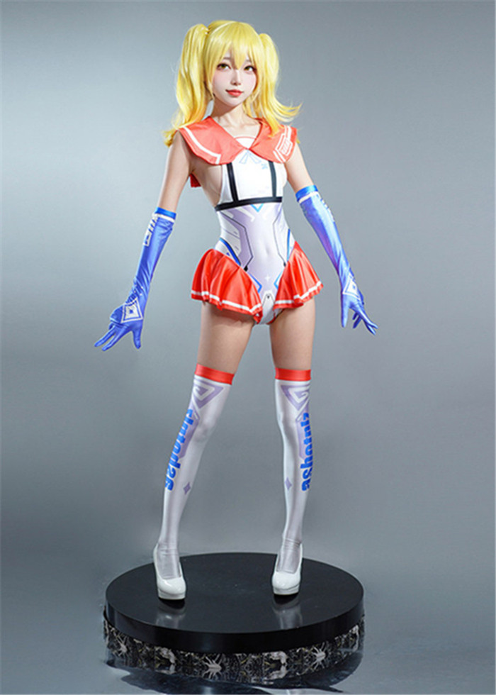 Magic Shiny E Girl Swimsuit Bikini Costume Jumpsuit with Gloves and Leg Warmers