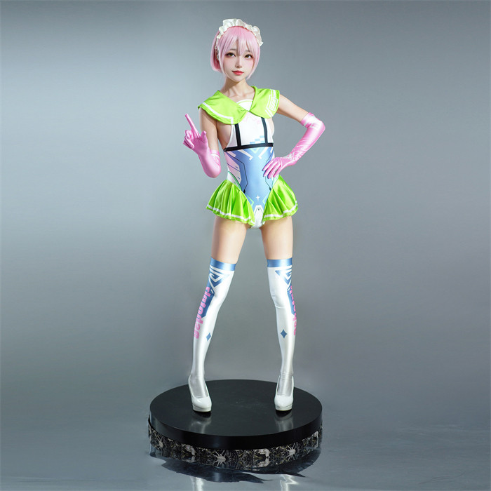 Magic Shiny E Girl Swimsuit Bikini Costume Jumpsuit with Gloves and Leg Warmers