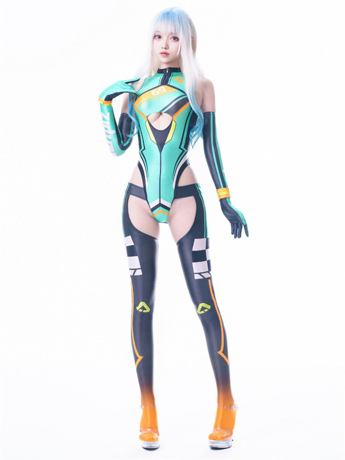 Shiny Jumpsuit Racing Car E Girl Swimsuit Bikini Costume Casual Cosplay Outfit