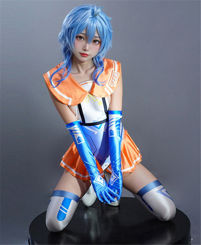 Magic Shiny E Girl Swimsuit Bikini Costume Jumpsuit with Gloves and Leg Warmers