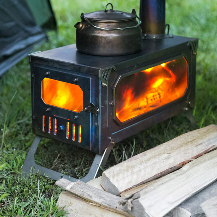 POMOLY T-BRICK Réchaud à bois pliable titanium, Poêle à bois ultra léger  camping