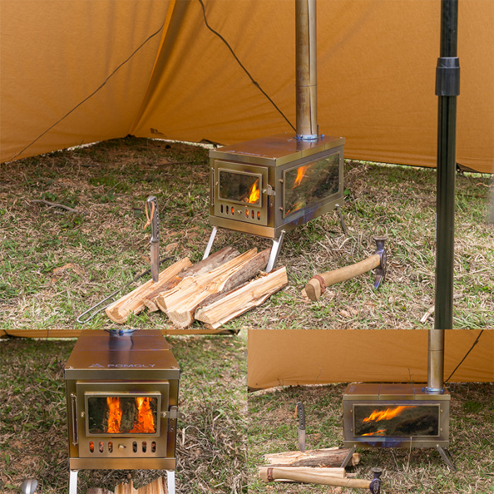 Acheter Poêle à bois de tente en acier inoxydable, avec tuyaux de