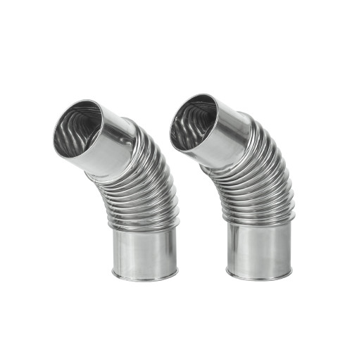 Tuyau de Poêle 45 / 90 Degrés Matériel de Acier Inoxydable 2.36in / 6cm Diamètre Une paire