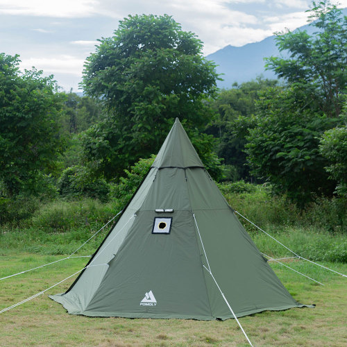 POMOLY HEX Tente Cheminée de Camping avec Toile de Cheminée de Poêle 2 Personnes