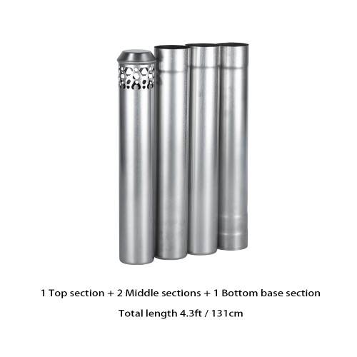 Φ2.36in x 14.17in (Φ6cm x 36cm) Tuyau de Poêle en Titane 2.0 Version Tuyau de Amovible Assemblé Portable