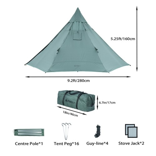 HUSSAR Tente Cheminée de Ultra-léger avec Toile de Cheminée de Poêle 1-2 Personnes