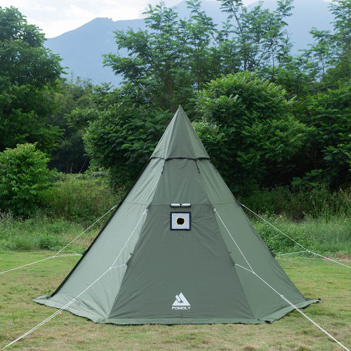 POMOLY HEX Tente Cheminée de Camping avec Toile de Cheminée de Poêle 2 Personnes
