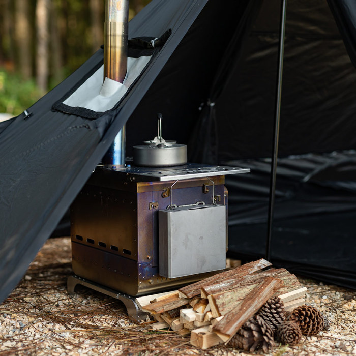 Lumberjack | Poêle à bois en titane | Réchaud de tente portable | POMOLY nouveauté