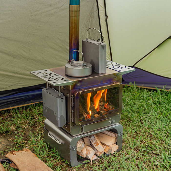 Camping poêle à bois Portable pliant léger titane bois poêle à dos