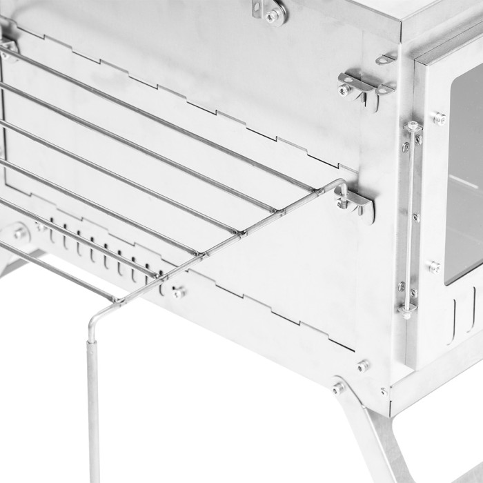 Grille de feu de camp en titane & Étagères latérales | Accessoires 2-en-1 pour poêle X-Ti Series | Nouveauté POMOLY