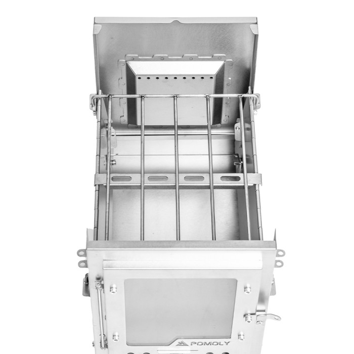 Grille de feu de camp en titane & Étagères latérales | Accessoires 2-en-1 pour poêle X-Ti Series | Nouveauté POMOLY