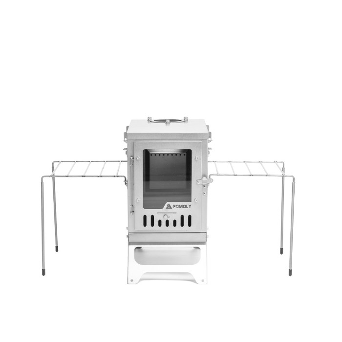 Grille de feu de camp en titane & Étagères latérales | Accessoires 2-en-1 pour poêle X-Ti Series | Nouveauté POMOLY