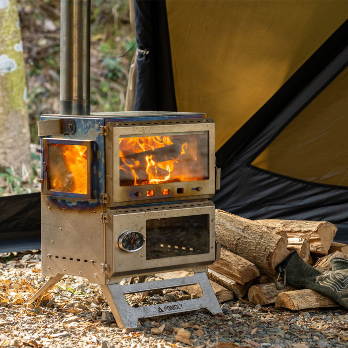 Baker Ti | Poêle à bois avec four POMOLY | Poêle portable pour tente | Nouvelle arrivée POMOLY