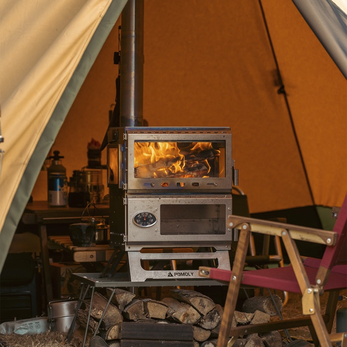 Baker Ti | Poêle à bois avec four POMOLY | Poêle portable pour tente | Nouvelle arrivée POMOLY