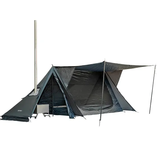 STOVEHUT 20 Bleu Gris | Tente chaude avec auvent | Nouveauté POMOLY