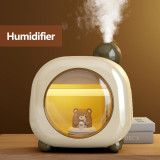 1pc Mini Aromatherapy Humidifier with Night Light, Ultrasonic Mist, 10.14oz/h Low Noise, Key Control, Water Level Indicator, USB/Battery Powered (1800mAh, No Plug Included), Rechargeable Lithium Battery, Up to 10sqm Room Capacity, Desk Top Ultrasonic Portable Humidifier with Auto Shut-Off Feature