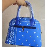 Bandana Print Classic Shell Bag Leather Zipper Handbags