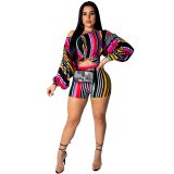 Fashion colorful striped printed Bodysuit Bodysuits Outfit Outfits Q22031