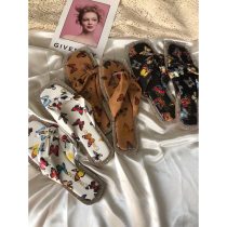 Fashion Bowknot Print Flat beach slippers  930516