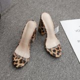 Fashion Square High Heels Leopard Sandals 895-00213