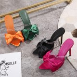 Silk Butterfly Knot  PVC Slippers 11cm High Heels Slippers 128-8192