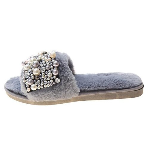 Winter new luxury pearl  Furry Slippers 21156