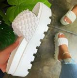 New Summer  Retro Weave Platform Slippers