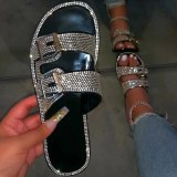 Brand Design Bling Crystal Flat Slides