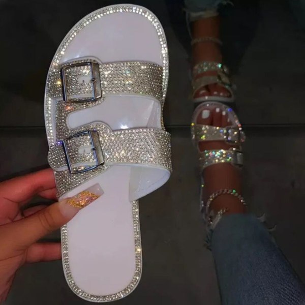 Brand Design Bling Crystal Flat Slides