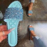 Crystal Bling Flats Slides Slippers