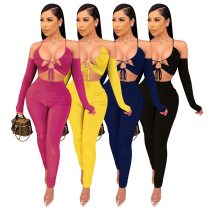 Sexy High Waist Tracksuit Long Pants Outfits2PCS  801021