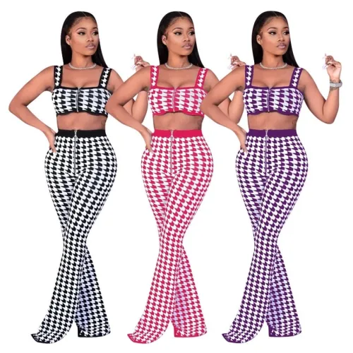 Sexy Printed Plaid Bodysuit Bodysuits Outfit Outfits F832637