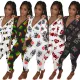 Sexy Letter Cartoon Print V-neck  Bodycon Bodysuit Bodysuits WY674253