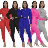 Casual Solid O Neck Long Sleeve Tracksuit  Tracksuits