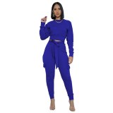 Casual Solid O Neck Long Sleeve Tracksuit  Tracksuits