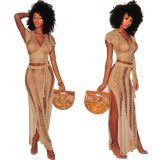 2PCS/Set Sexy Hollow Out Knitted Tassel  Swimsuit  Cover Ups Beach Dress Z019210