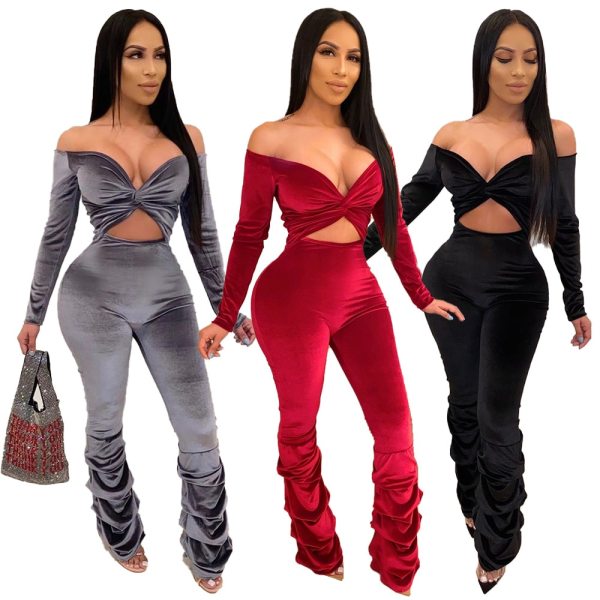 Sexy Long Sleeve Off Shoulder  Romper Jumpsuit Jumpsuits W825162