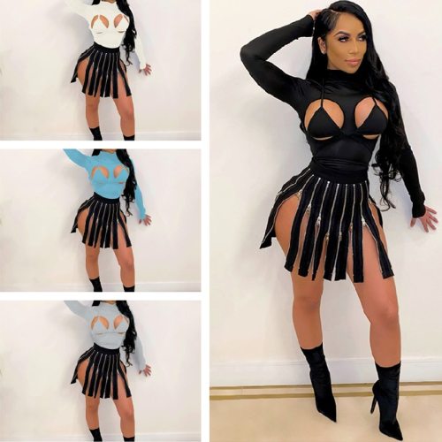 Sexy Hollow Out Long Sleeve Bodysuit Bodysuits  D85-BE19