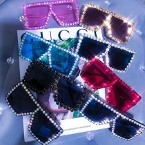 Fashion Rhinestones Square Mixed Colorful sunglasses 170595