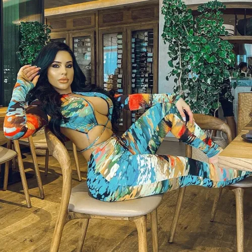 Sexy Tie Dye Print Hollow Out Open Back Club Jumpsuit Jumpsuits K20736