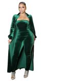 Plus Size Velvet Three Piece Sets Jumpsuit Jumpsuits 6390