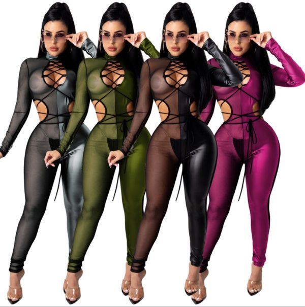 Backless Strings Mesh High Elastic Bodysuit Bodysuits Outfit Outfits G037687