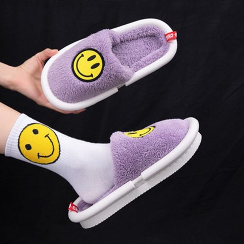 Smiley Face Fluffy Indoor Slides Slippers