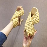 Fashion Thin High Heels Weave Slides