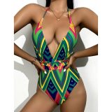 Sexy Halter Deep V Swimsuit One Piece  wm2102132