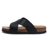 Fashion Summer Men Women Cork Casual Beach Cross Flat Slides