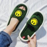 Winter Plush Smile Warm Couples Slippers Faux Fur Slides 645667